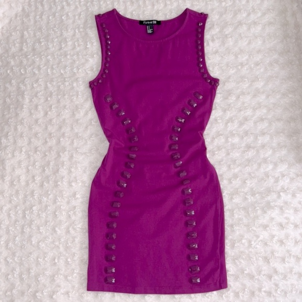 Forever 21 Violet Mini Dress Sleeveless Jewel Detail